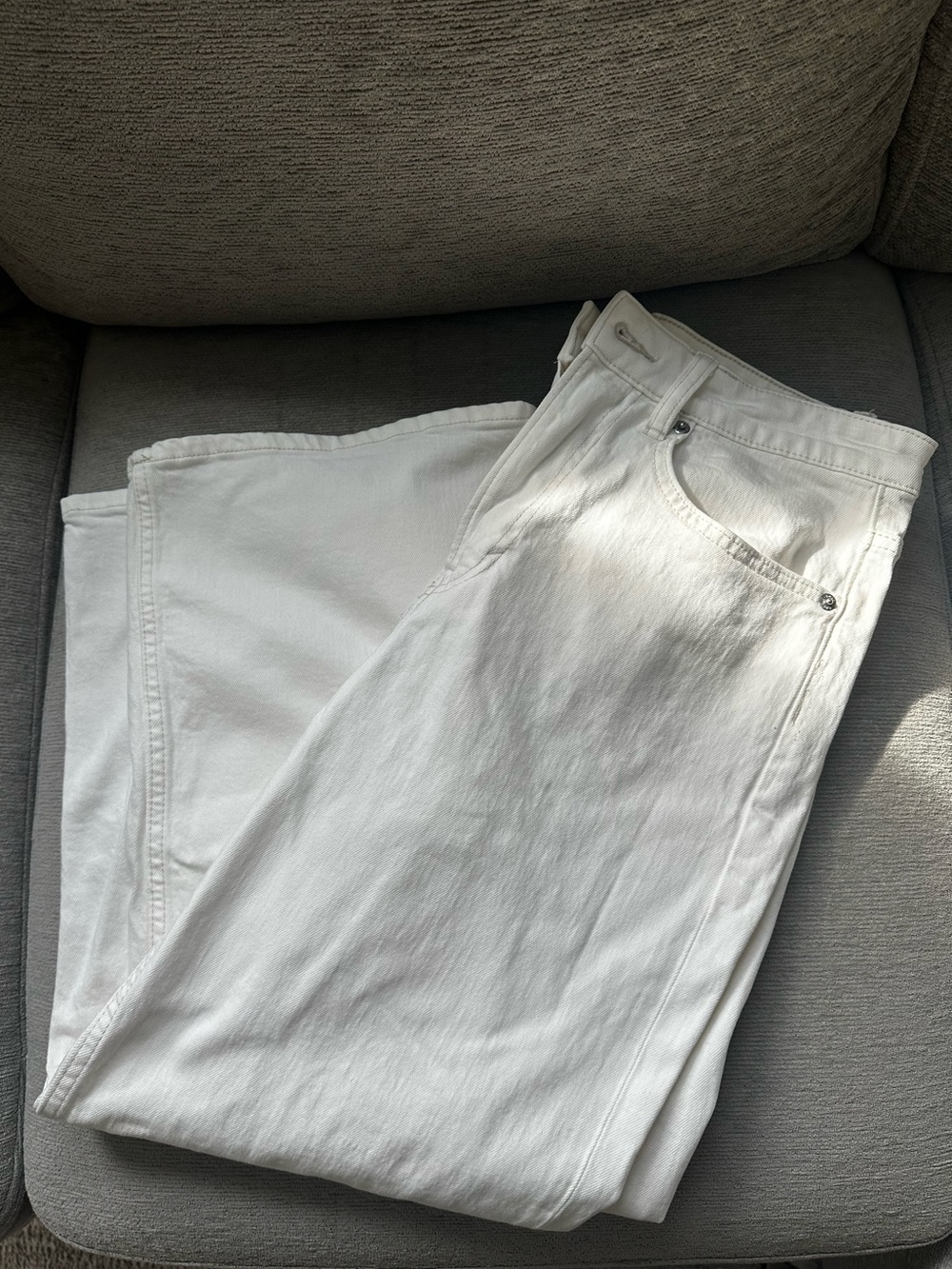 H&M White Wide-Leg Jeans